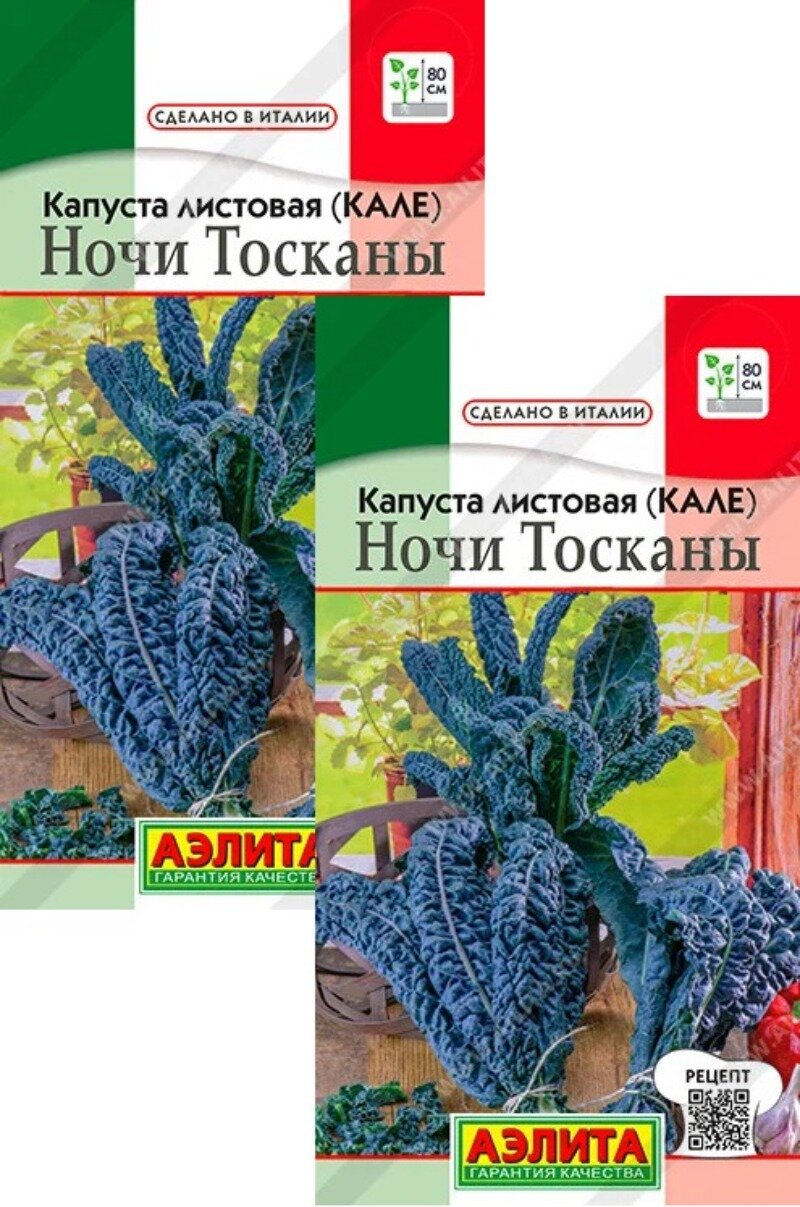 Семена Капуста листовая (кале) Ночи Тосканы (02 г) 2 пакета