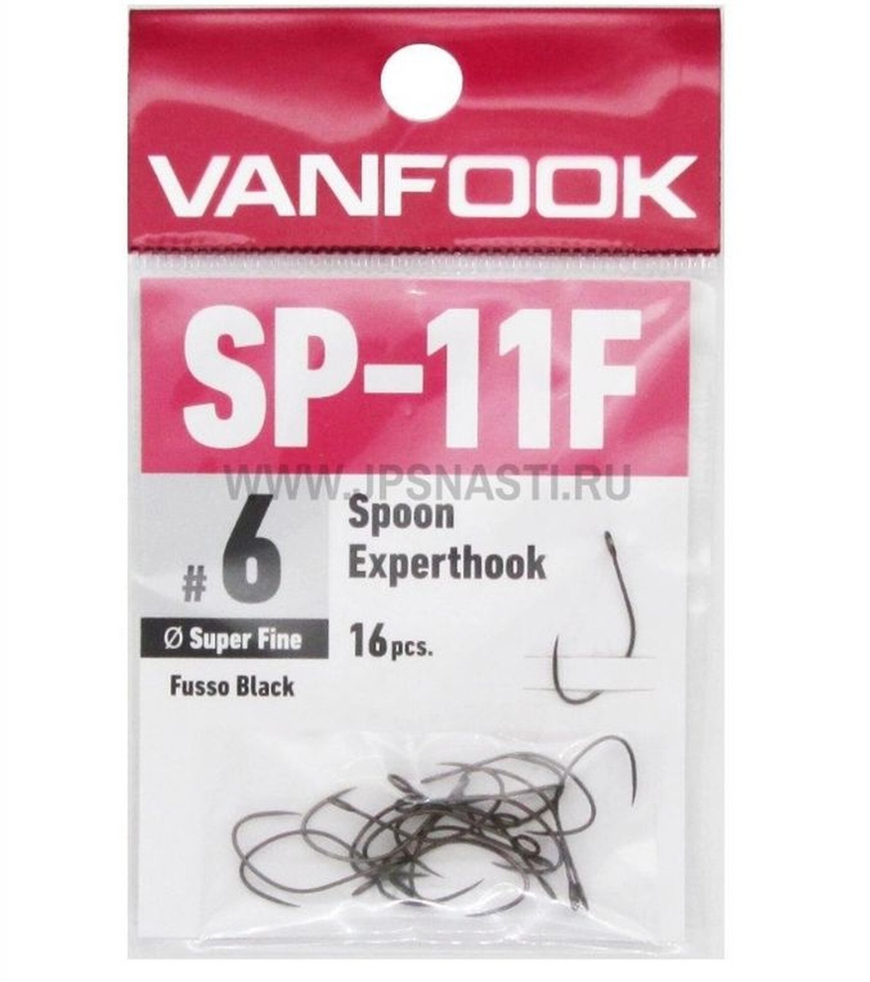 Одинарные крючки для рыбалки Vanfook SP-11F, Fusso Black, #6 / Японские крючки ВанФук