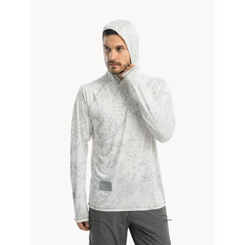 Джерси для рыбалки с капюшоном (Интерлок, Белый Принт) Размер 52-54