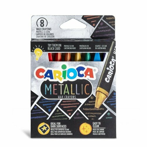 Мелки восковые 8 цветов Carioca Maxi яркие с эффектом металлик макси-треугольный корпус для темных поверхностей 1047₽