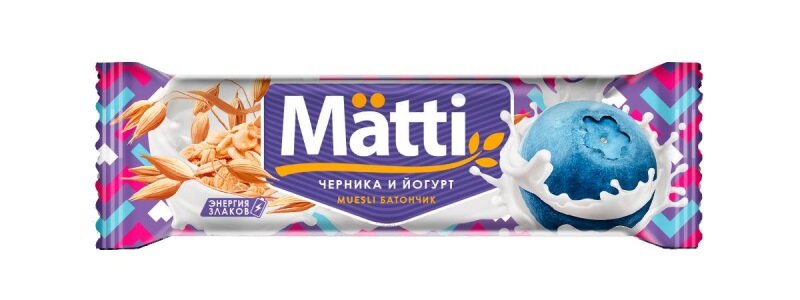 Батончик мюсли Matti, Черника и йогурт, 24 г х 24 шт/уп