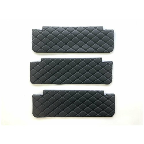 Чехлы на козырьки КАМАЗ декоративный черный ромб, черная нить (3 шт)