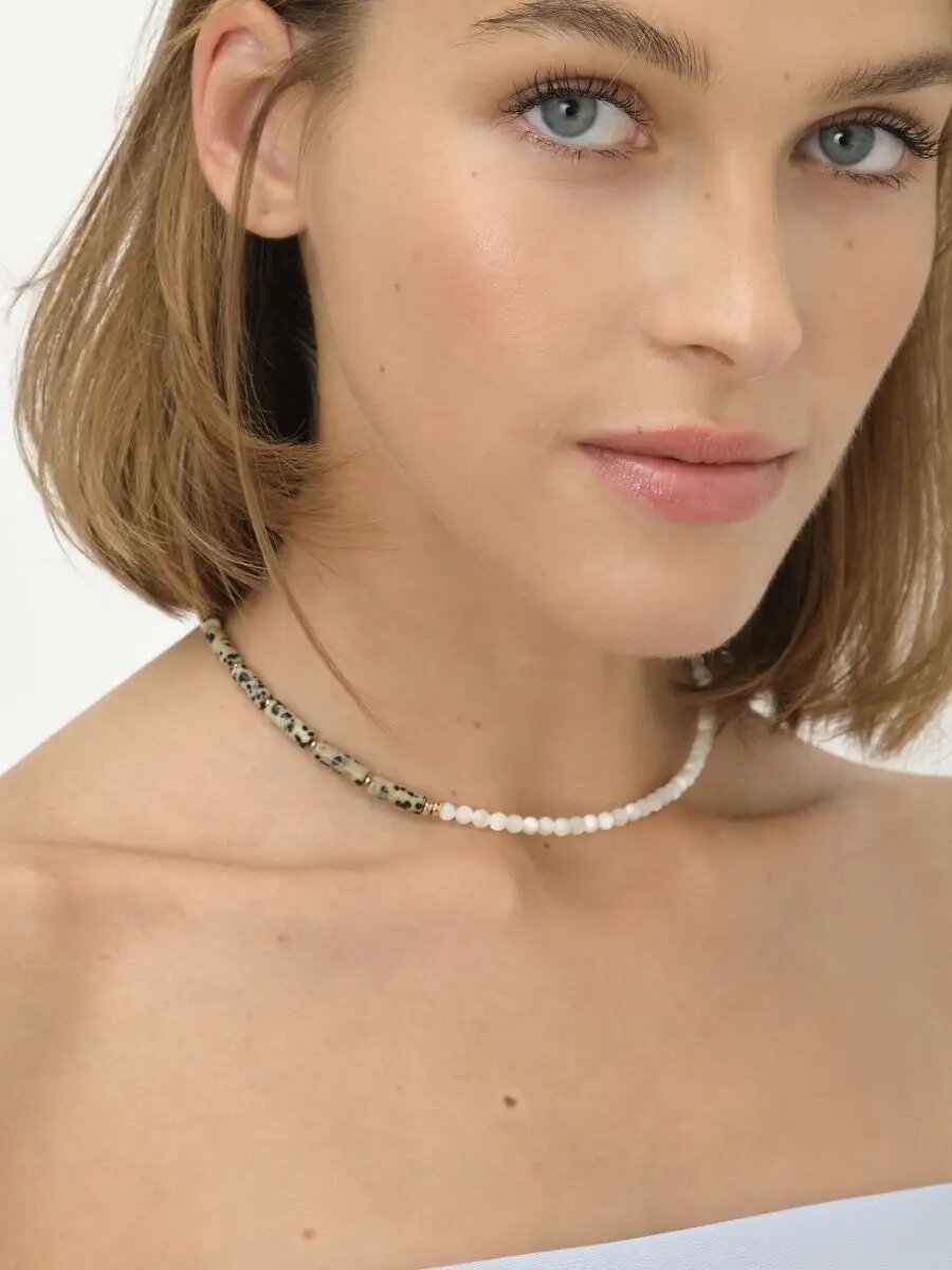 Чокер Браслет Bar, фиолетовый, серый, коричневый, желтый, белый — фото 1