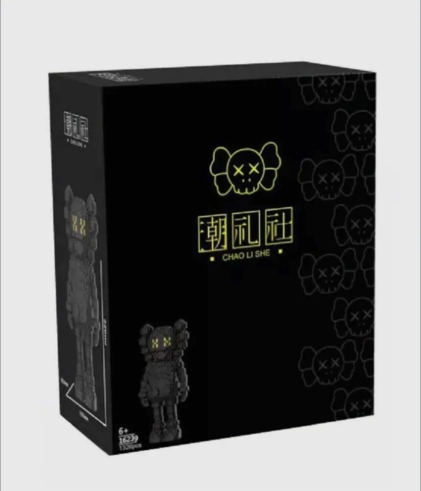 Конструктор 3D Из Миниблоков / Kaws Медведь: Большая фигурка, черная 1326 дет. / Подарок