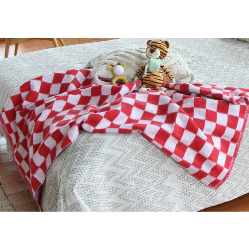 Одеяло байковое 100х140 Красная клетка 100% хлопок