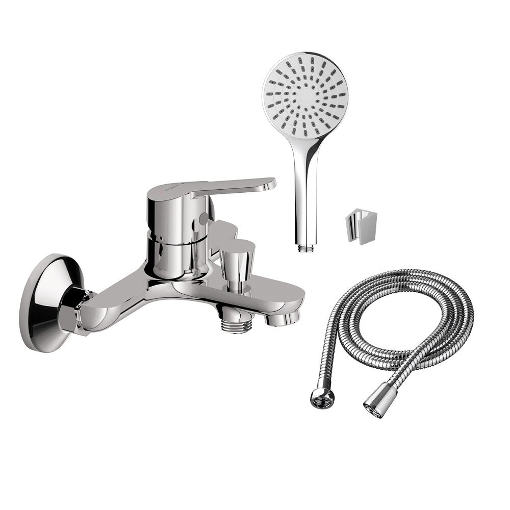 Смеситель для ванны Dorff Norma D1010008 с душевым комплектом излив 81 мм переключатель на душ с фиксацией шланг с защитой от перекручивания