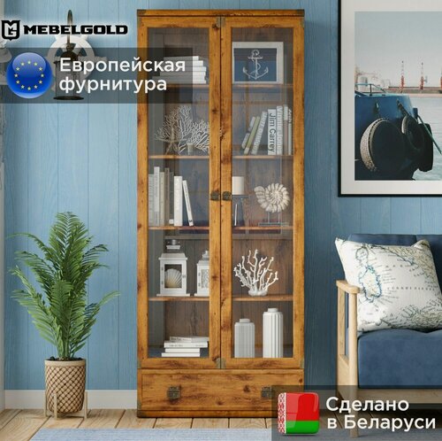 Изображение товара Индиана / Indiana Витрина в гостиную, для посуды, стеклянная, JWIT 2d1s дуб саттер МебельГолд