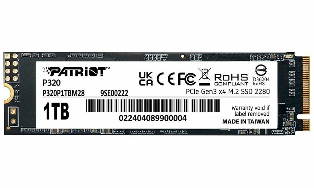 SSD накопитель Patriot Memory M.2 1024GB P320 (P320P1TBM28)