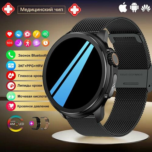 ЭКГППГHRV Cмарт часы мужские с измерением давления женские умные часы мужские на android с функцией вызова по Bluetooth с калькулятором 5279₽
