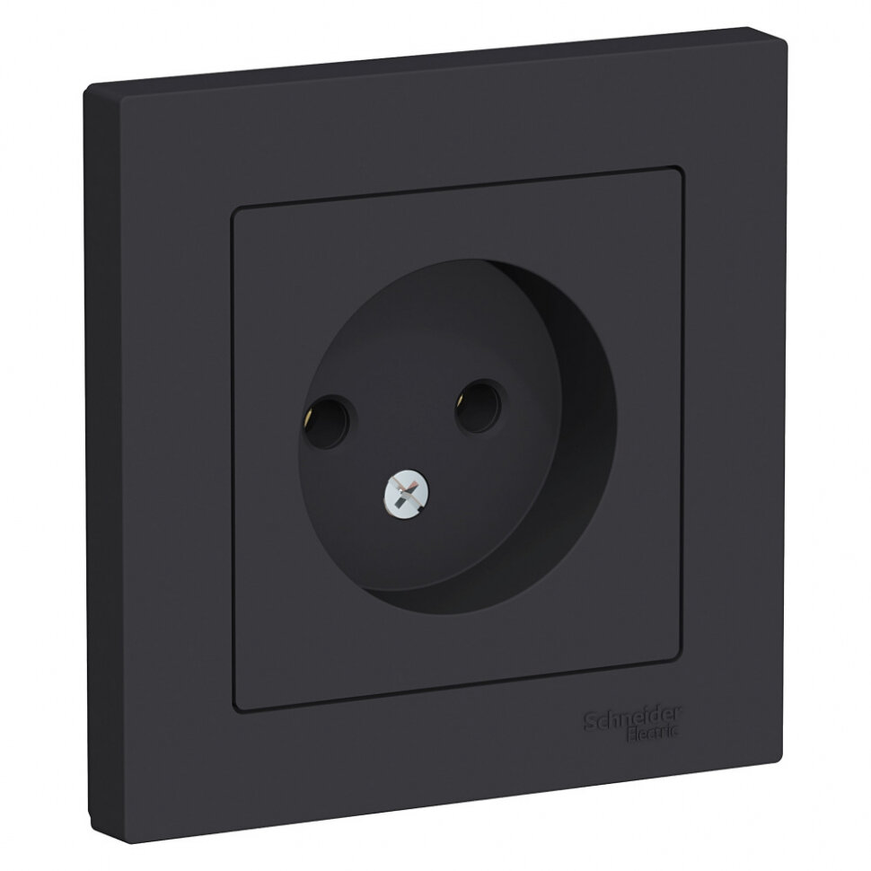 Розетка одинарная Systeme Electric AtlasDesign б/з, 16А, в сборе, Карбон