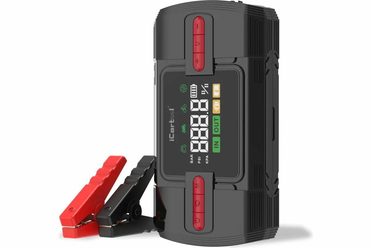 Пусковое устройство c компрессором iCarTool 12 В, 12 000 мАч, 600/1200 А IC-JSD12P