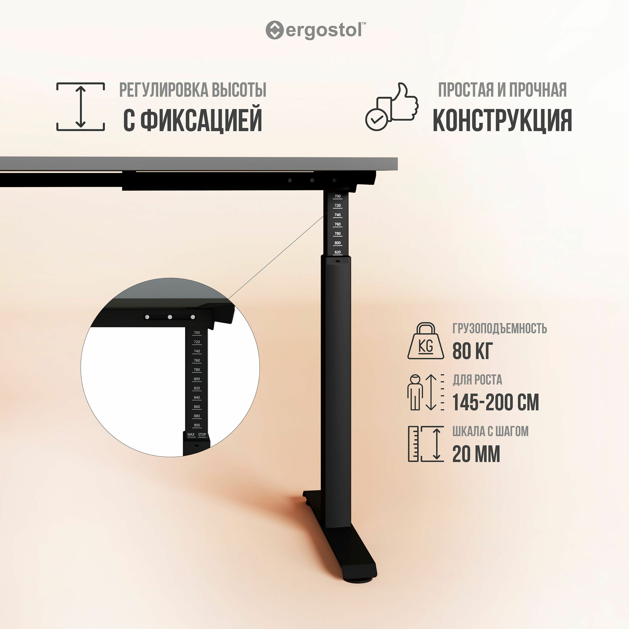 Стол компьютерный регулируемый по высоте Ergostol Regus Pro 160х80 см ...