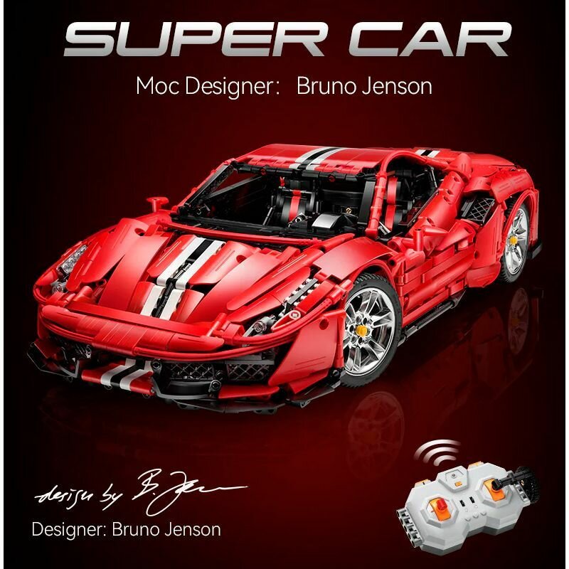 Радиоуправляемый конструктор CaDA MASTER споркар Italian Super Car, красный 1/8 (3187 деталей) - C61042W
