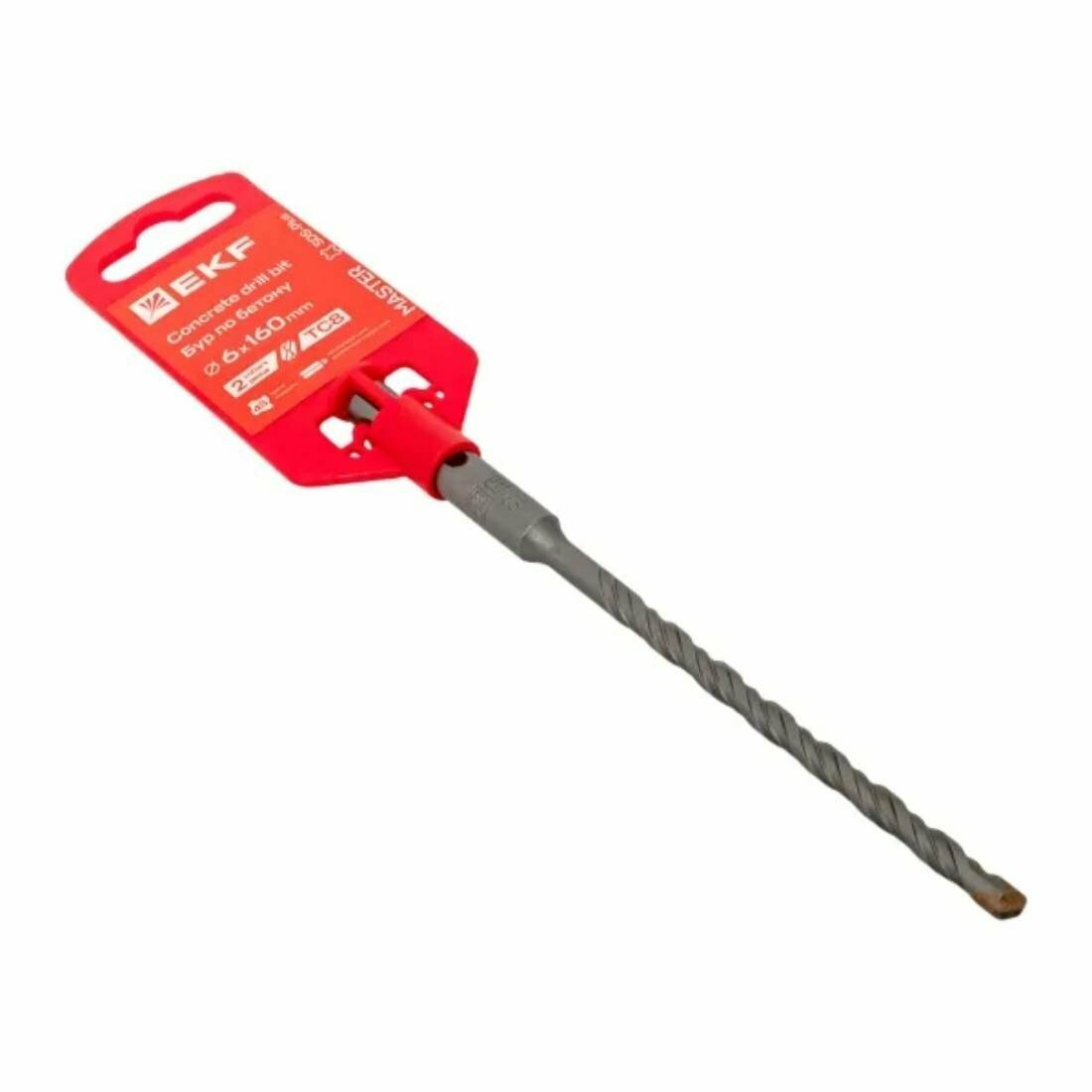 Бур по бетону EKF Master SDS-plus 6х160 мм (2 резца)(4S спираль) db-6-160-2x4