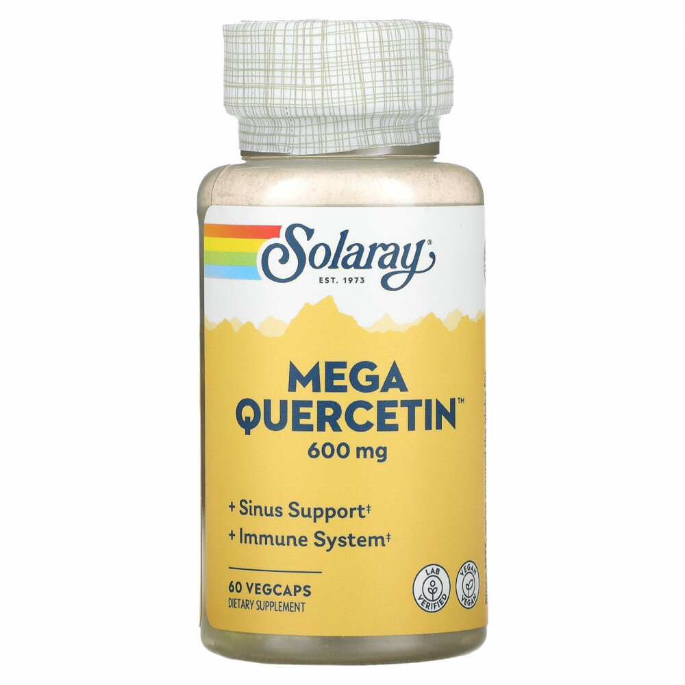 Картинки БАД Solaray Mega Quercetin, 600 мг, 60 штук, для женщин и мужчин