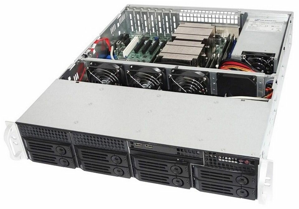 Корпус серверный 2U Ablecom A0-CSR2615XX00T1 (ATX, 8*3.5” SAS/SATA HS, 2*3.5” SAS/SATA, 7*LP/FL expansion slot, COM, 2*USB 2.0, 800W) - фото №1