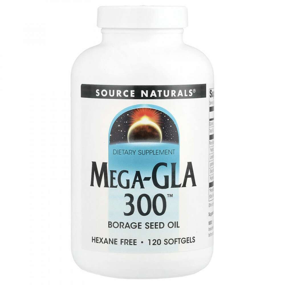 Source Naturals, Mega-GLA 300, 120 мягких таблеток