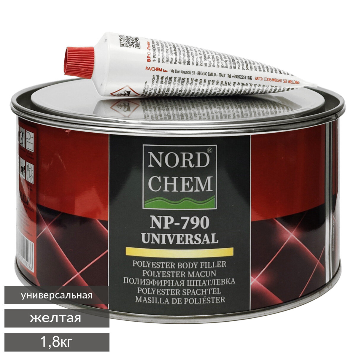 Шпатлевка со стекловолокном зеленая NP-760 MICROFIBER NORD CHEM (1,8кг)