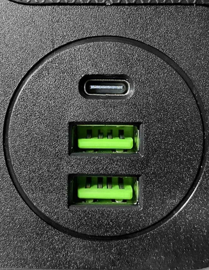 Тройник-разветвитель, с 4 розетками, 2 USB, Type-C, выключатель, подсветка, черный — фото 1