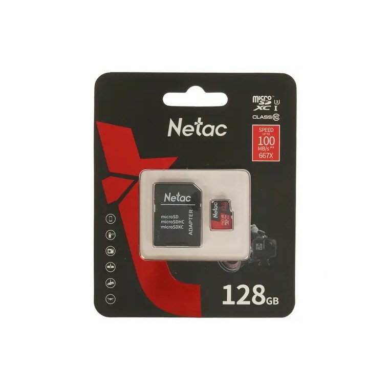 Карта памяти MicroSD 128Гб Netac P500 Extreme Pro