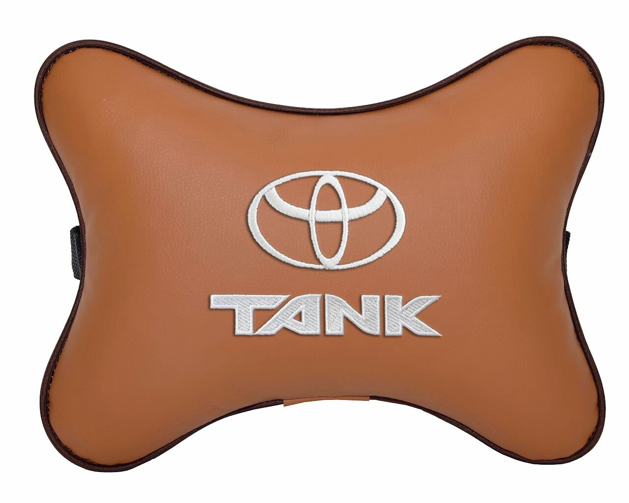 Подушка на подголовник автомобильная рыжая экокожа TOYOTA Tank