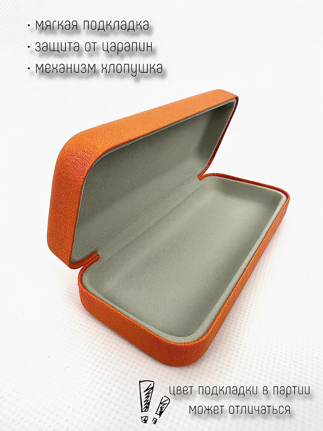 Футляр для очков, искусственный кожа, унисекс, стразы, оранжевый — фото 1