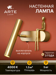 Бра настенный Arte Lamp ALBERT A2173AP-1PB, LED, 5 Вт, медный