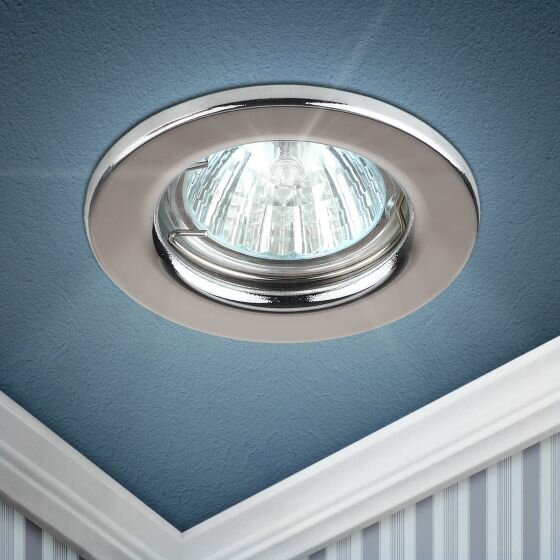 Светильник потолочный встраиваемый точечный ЭРА MR16, GU5.3 50W хром