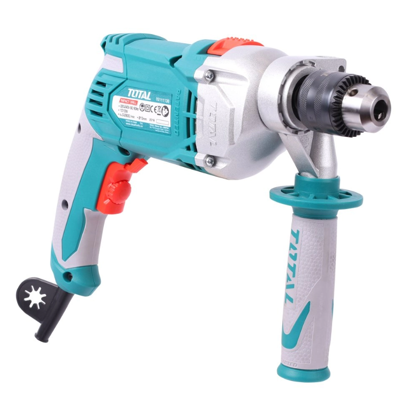 Дрель ударная TOTAL TG111136, блокировка кнопки, ключевой патрон, 1010 Вт — фото 1