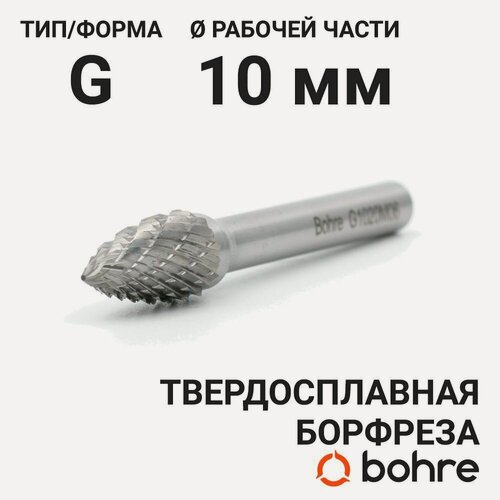 Изображение товара Борфреза твердосплавная Bohre сфероконическая с заостренным концом, тип G 10-20-М-06-L65