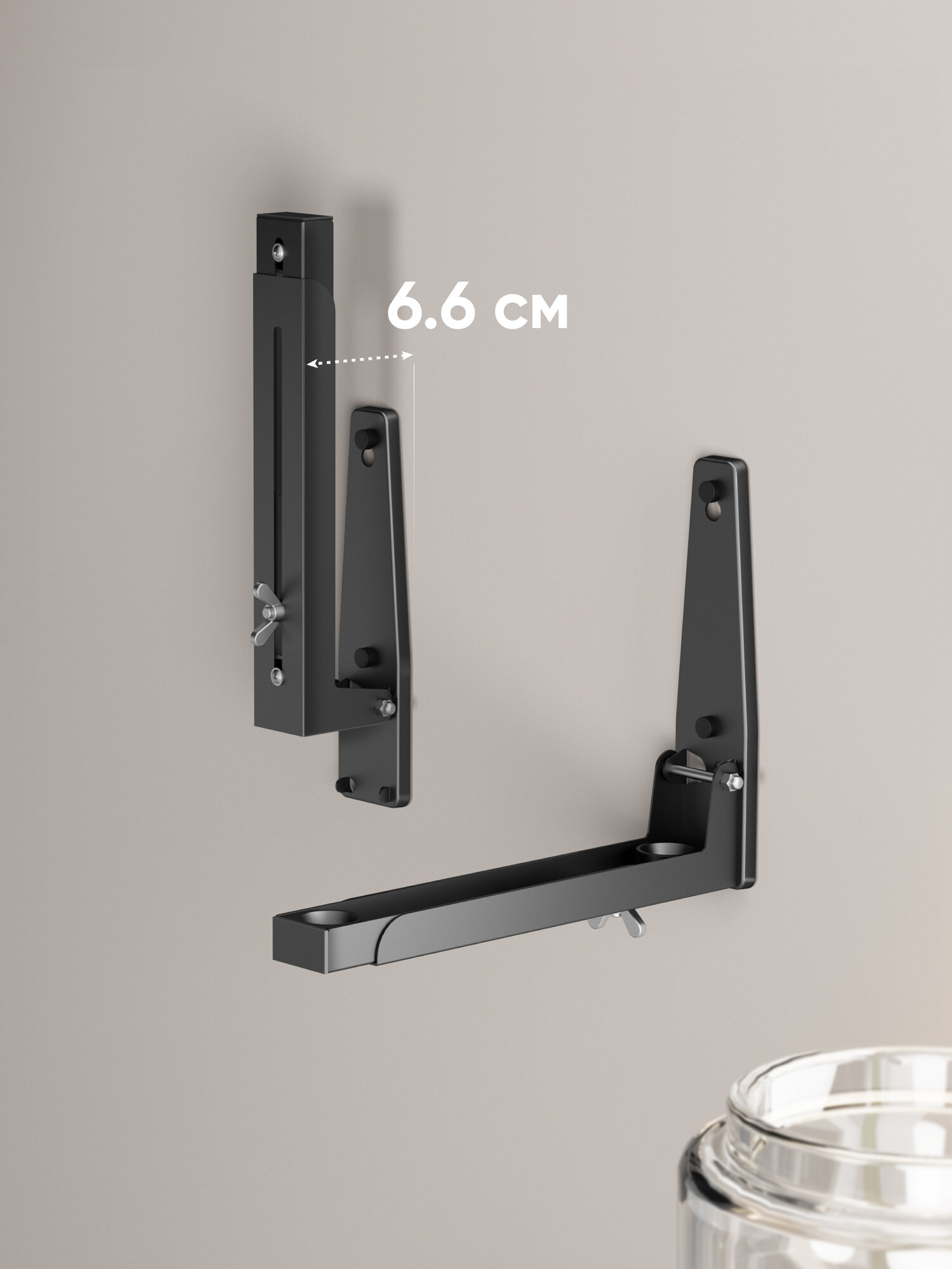 Кронштейн для микроволновой печи ONKRON MW400 из нержавеющей стали, для СВЧ до 40 кг, черный — фото 1