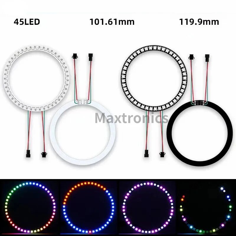 RGB кольцевая лампа SAGE LU MEI WS2812B, 45leds White PCB