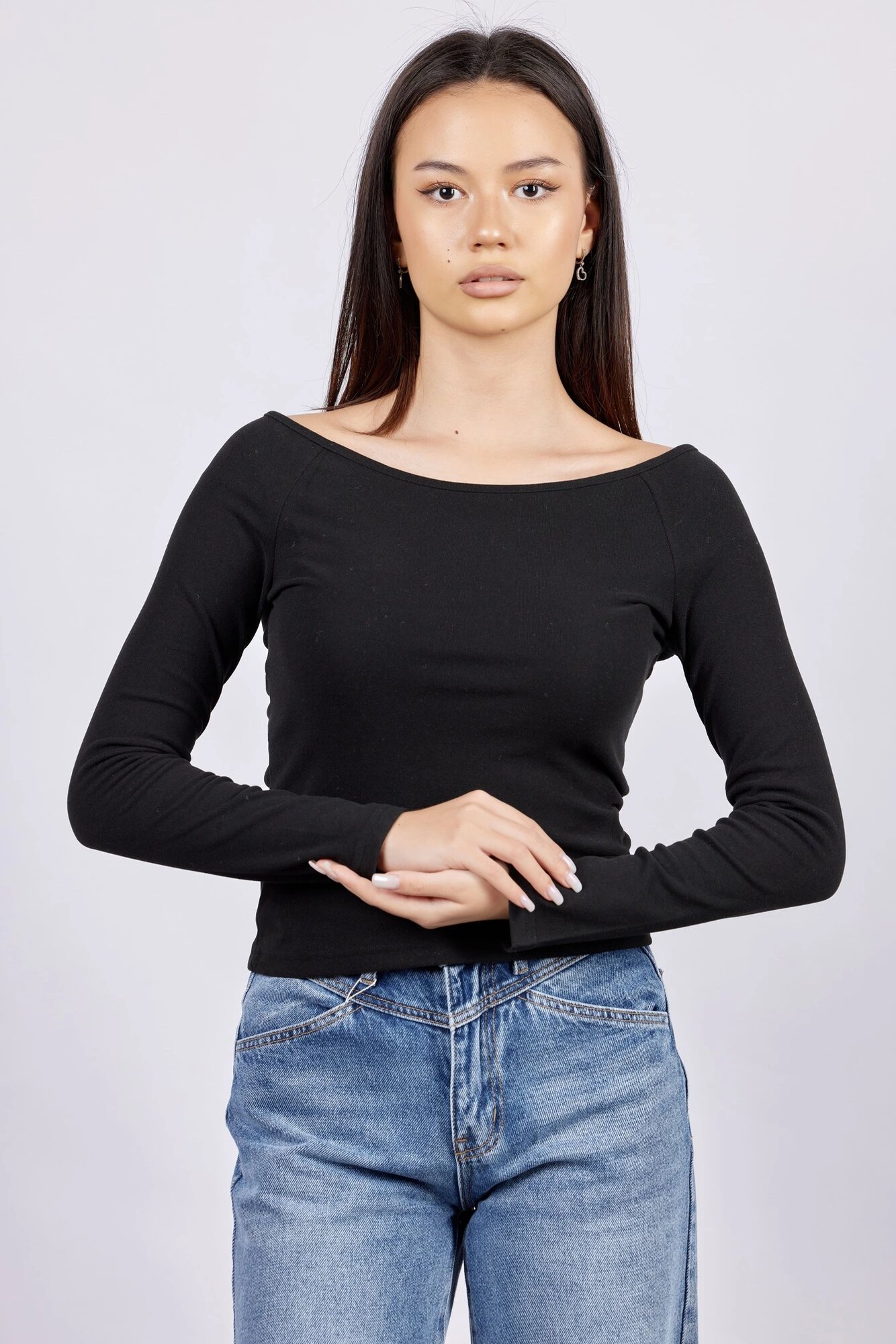 Лонгслив Selfie, размер L, , черный — фото 1