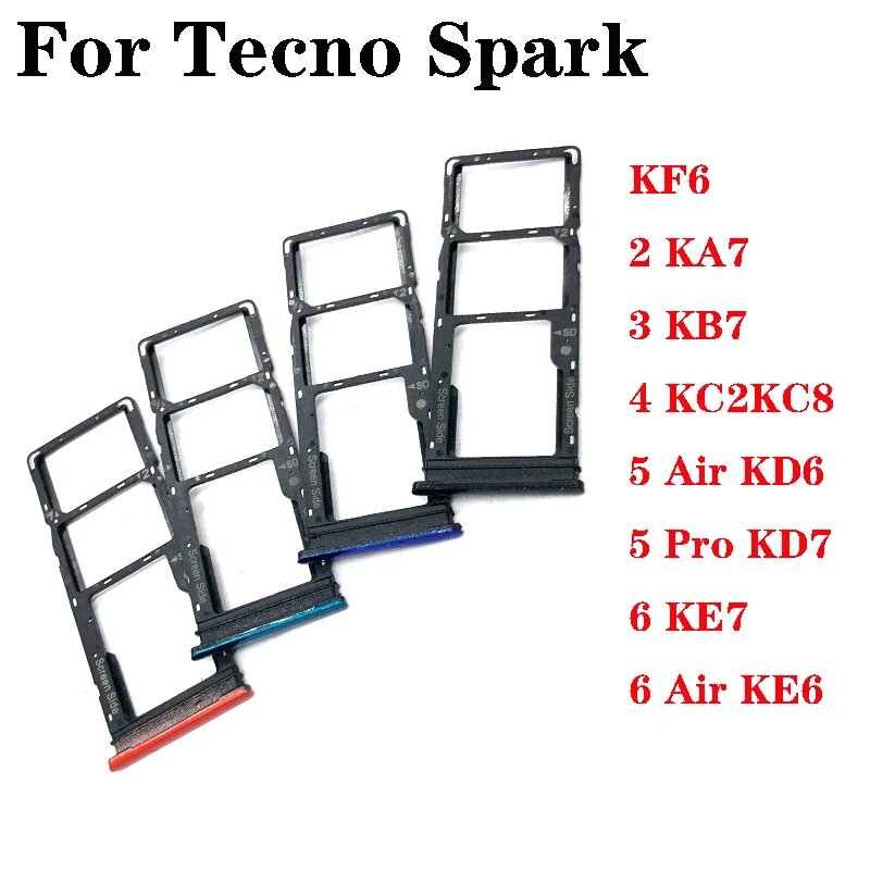 Подставка для Sim-карты для Tecno Spark 2 3 4 5 6 Go Pro Air SIM Sim-карты spark 4 KC2KC8 blue
