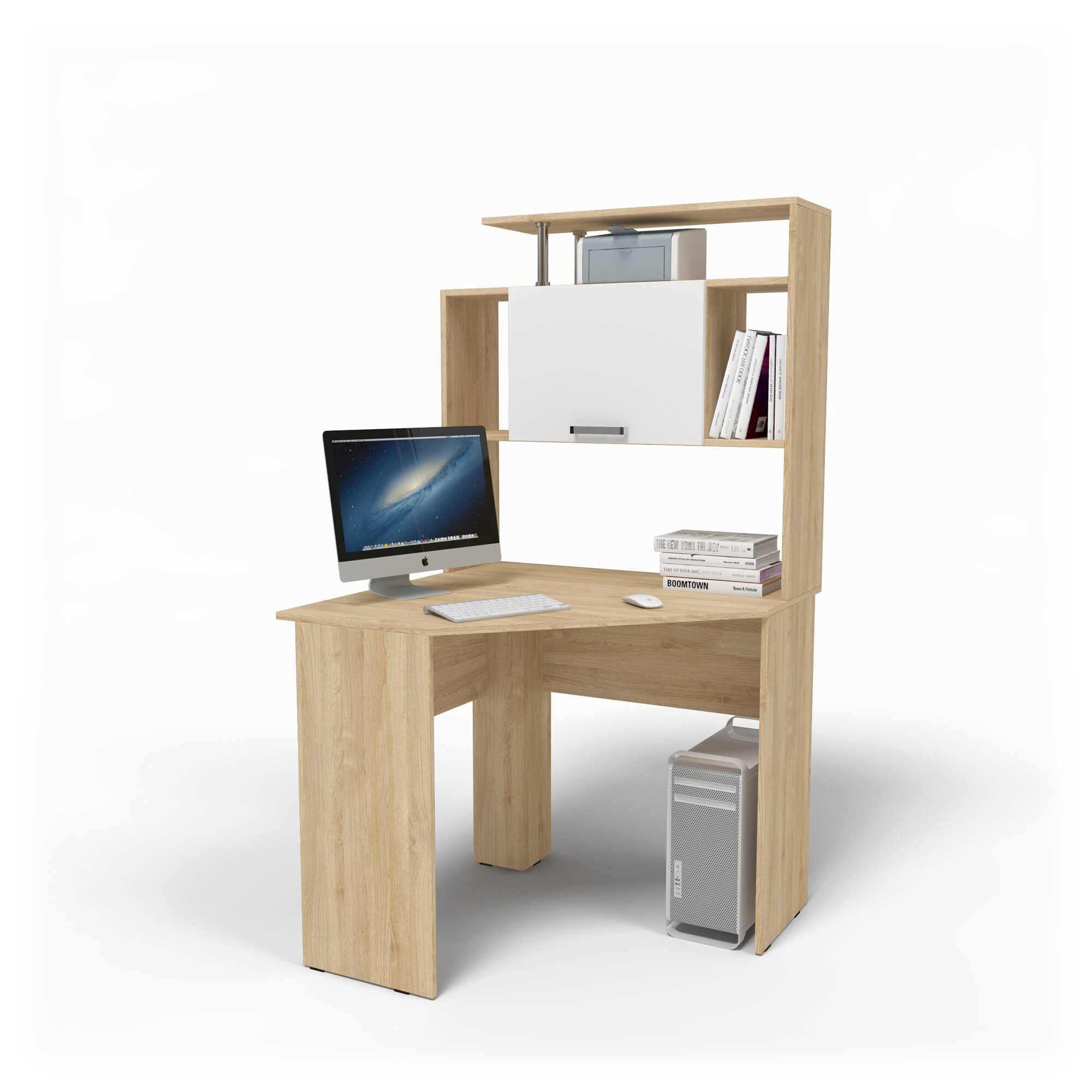 Компьютерный стол МагМебель Джаз-18 дуб сонома + белый