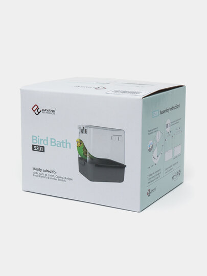 Бассейн для купания птиц, акрил, прорезиненое дно, белый, 17x12x14см — фото 1