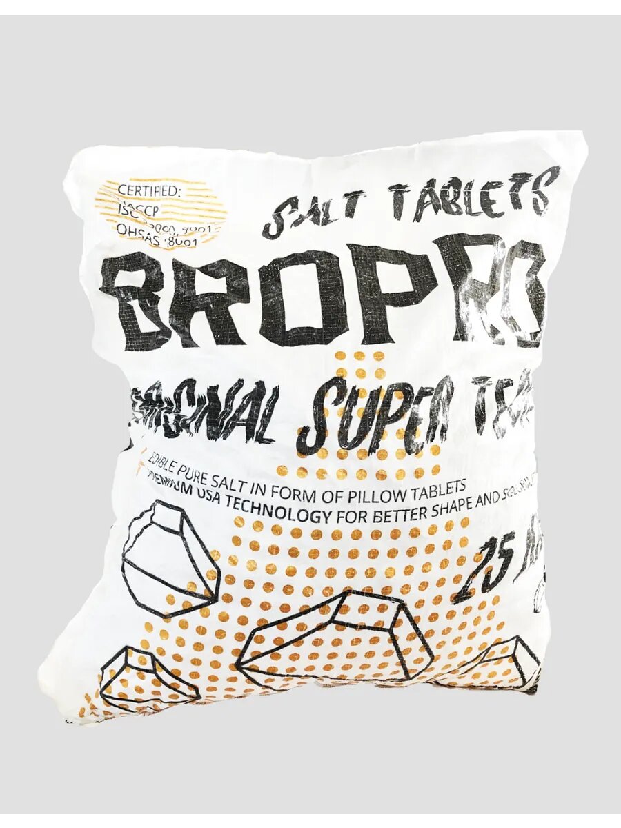 Соль таблетированная ТМ "BROPRO" мешок 25 кг, в форме подушечках