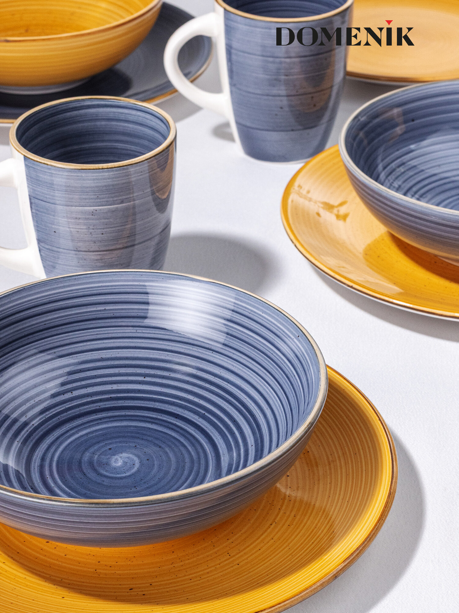 Столовый сервиз Domenik TWIST, керамика, 24 предмета, 6 персоны, цвет синий/желтый — фото 1