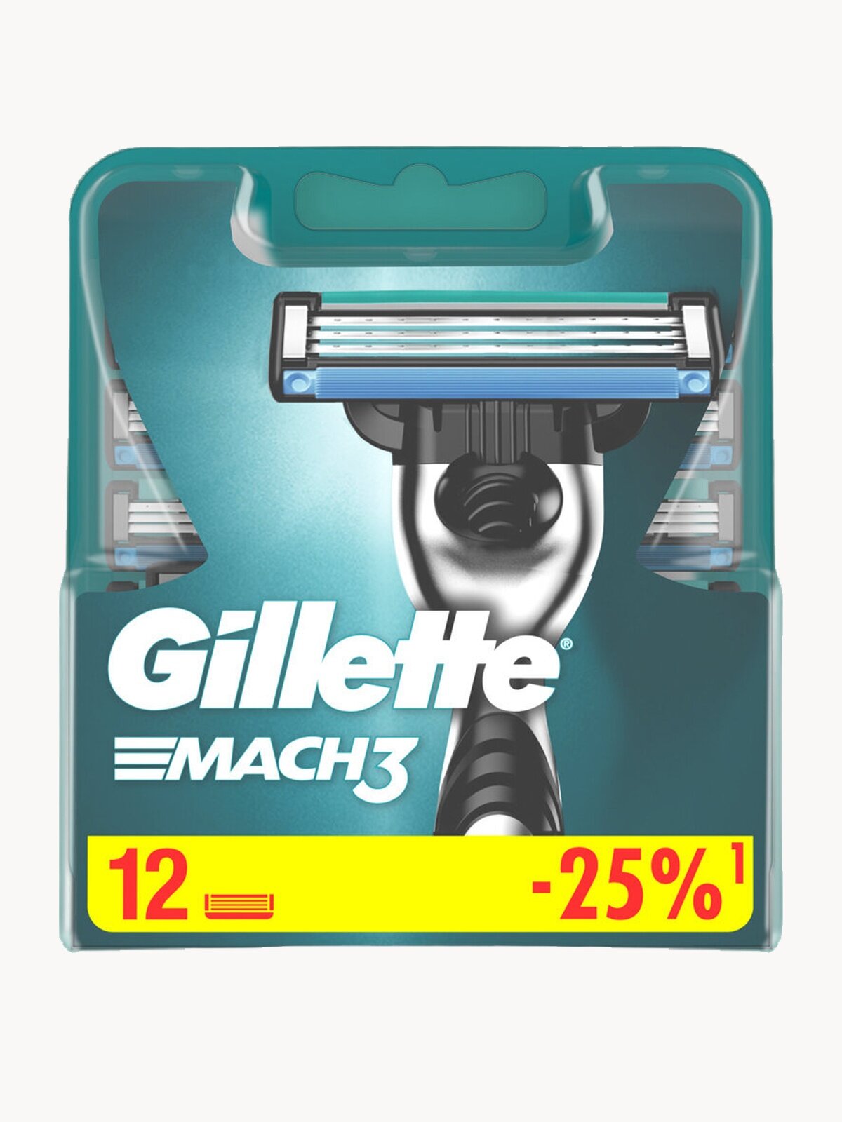 GILLETTE Mach 3 Сменные кассеты для бритья с 3 лезвиями, мужские, 12 шт