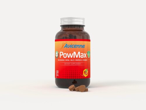 Изображение товара Комплекс с женьшенем и маточным молочком Avicenna® PowMax для энергии, тонуса и работоспособности, таблетки 60шт