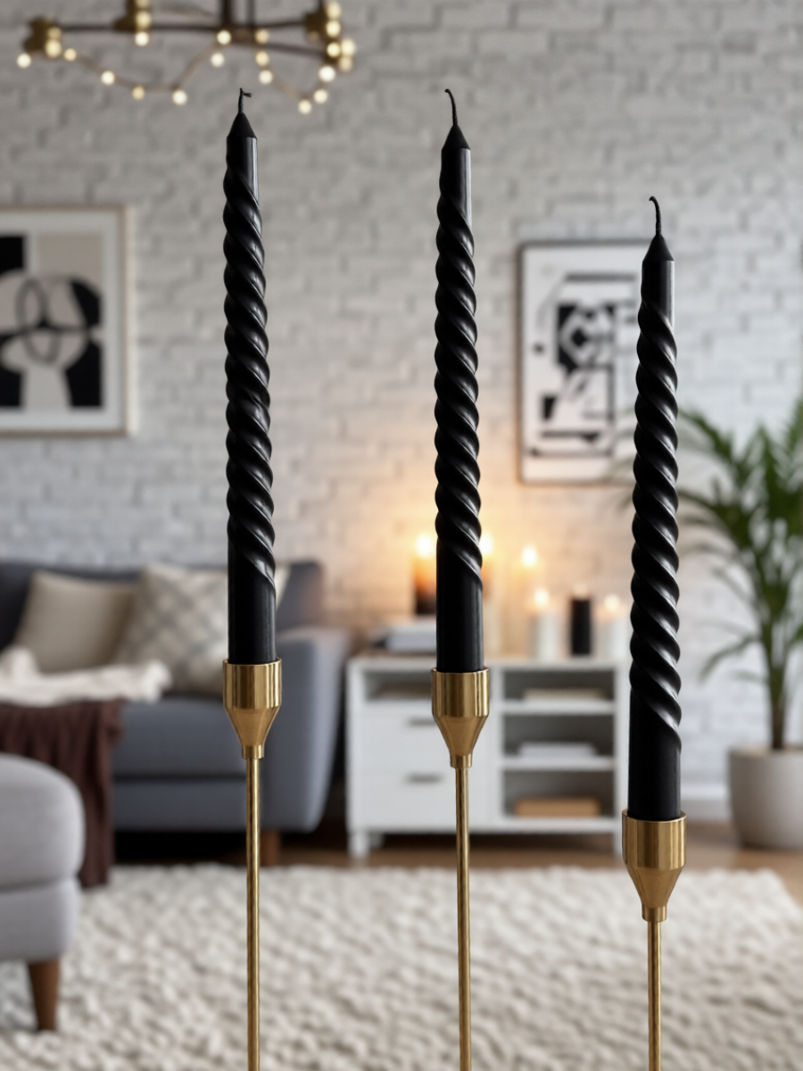 Свечи витые черные 2шт (премиум качества) — фото 1