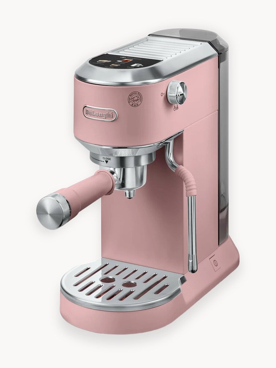 Рожковая кофеварка DeLonghi EC890. PK Dedica Duo, пластик, 1450Вт, давление 15 бар, цвет розовый