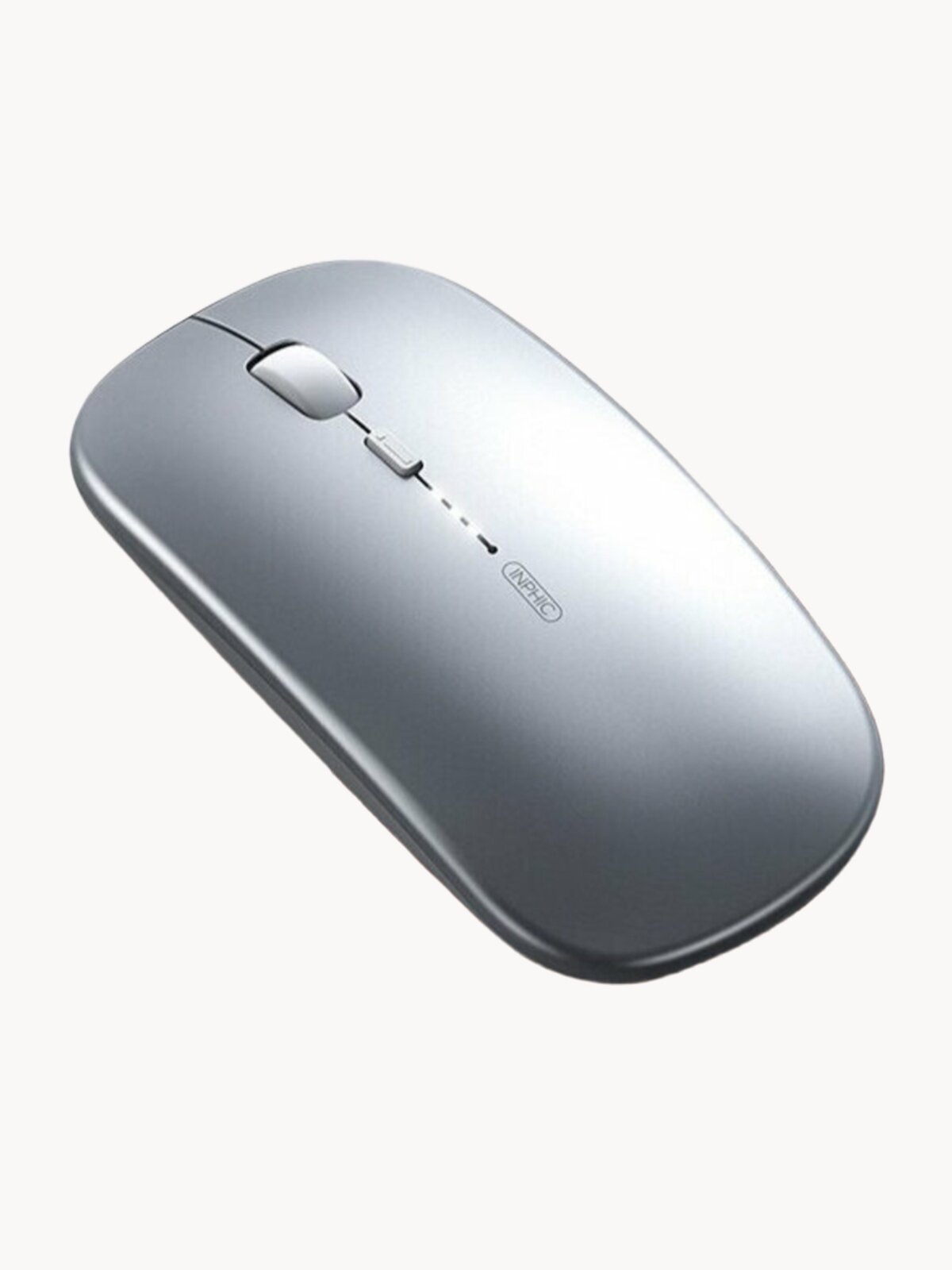 Мышь inphic M1P, серебристый, беспроводное подключение, micro USB, оптический лазерный сенсор, для левой руки/для правой руки
