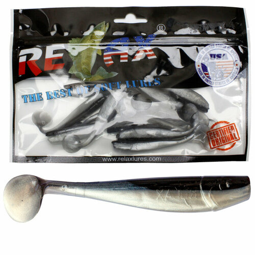 силиконовая приманка для рыбалки relax риппер kingshad 3 длина 7 5cm вес 4 5g цвет l016 white pearl black 15 штук Мягкая силиконовая приманка риппер RELAX KINGSHAD LAMINAT 3, 7,5cm 4,5g цвет L016 (White Pearl, Black) 1 уп. по 15 шт.