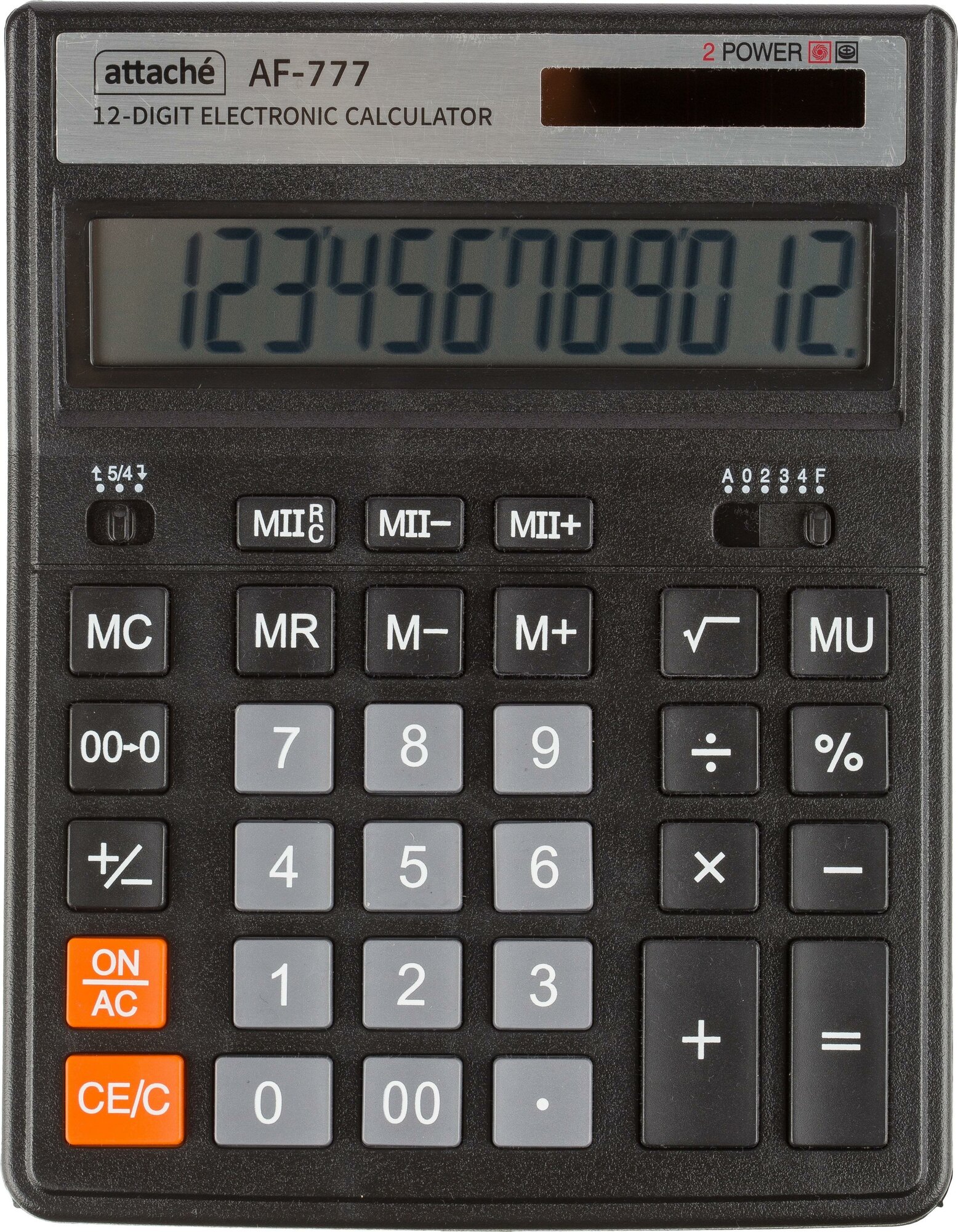 Калькулятор настоль. полноразм. Attache AF-77712р дв. пит200x155мм черный
