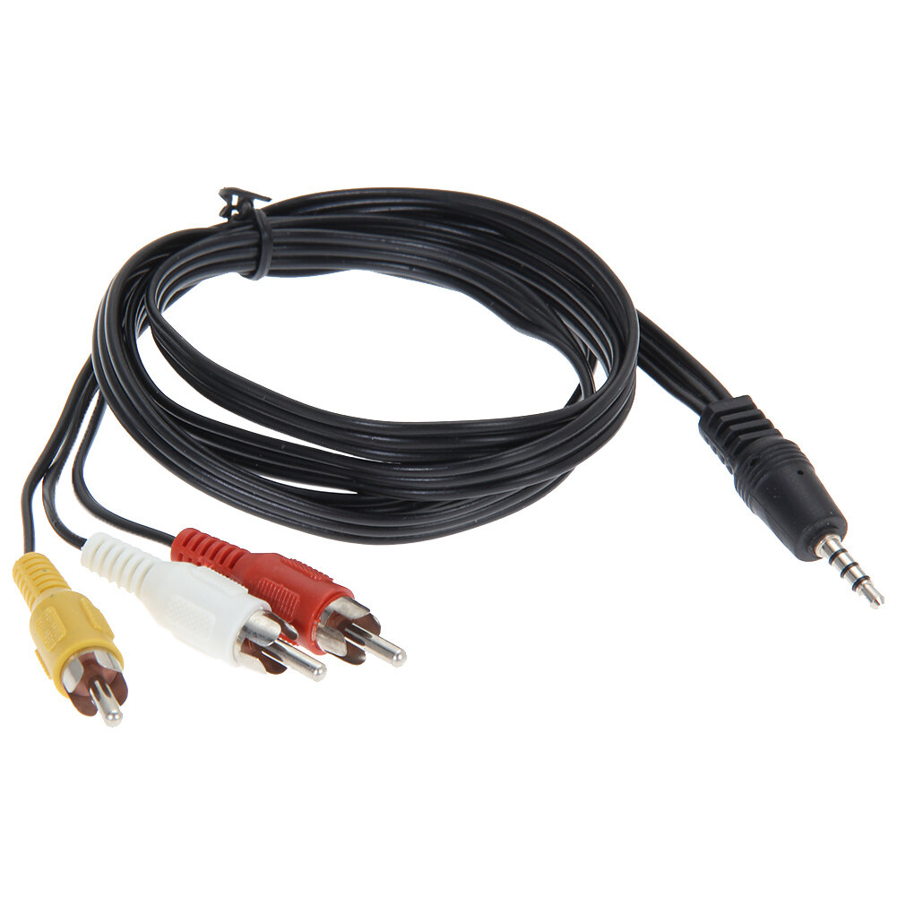 Шнур mini-jack 3.5 мм 4 pin TRRS - 3RCA 1.5м для Триколор ТВ (кабель джек - колокольчики)