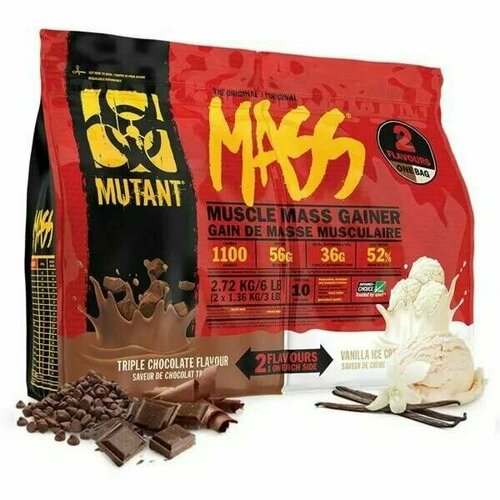 Гейнер Mutant Mass 2,2 кг Тройной шоколад/Ванильное мороженное mutant mass 6 lb тройной шоколад