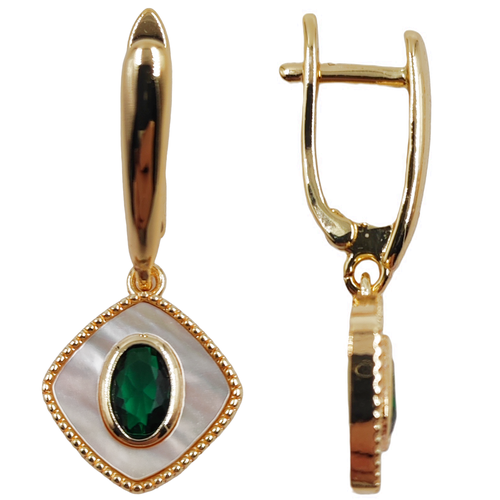 Серьги с подвесками Panawealth Inter Holdings перламутр размер 30 мм золотистый 1554₽