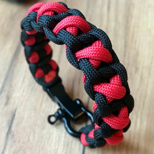 Плетеный браслет, 1 шт., размер 19 см, черно-красный