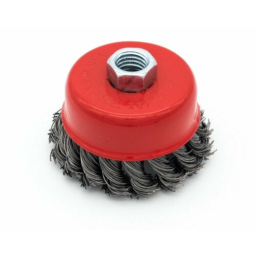 Щетка-крацовка чашечная для УШМ (болгарки), 75 мм, крученая стальная жгутированная проволока, жёсткая